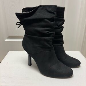 Rampage Black Slouchy Heeled Boots | Pointed Toe | Size 9M